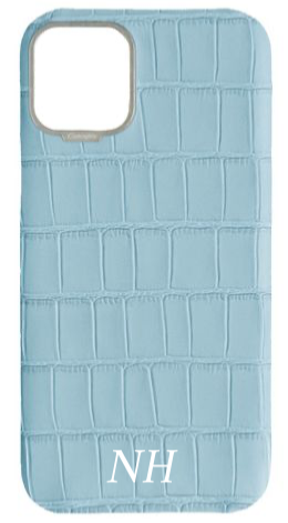 Customized Matte Light Blue Strapless Embossed Crocodile Case