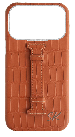 Customized Matte Camel Brown Embossed Crocodile Case