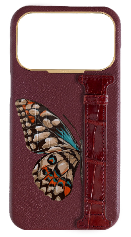 Customized Burgundy Exotic Crocodile Side Strap Case
