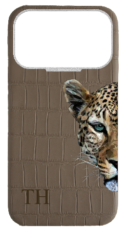 Customized Matte Dark Taupe Strapless Embossed Crocodile Case