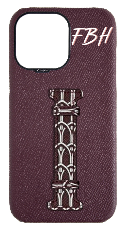 Customized Maroon Monogram Middle Strap Case