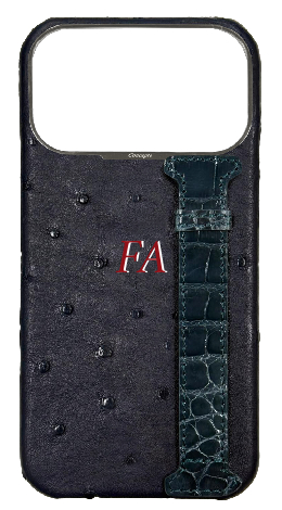 Customized Navy Exotic Ostrich &amp; Crocodile Side Strap Case
