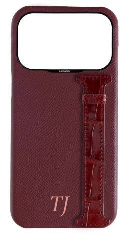 Customized Burgundy Exotic Crocodile Side Strap Case