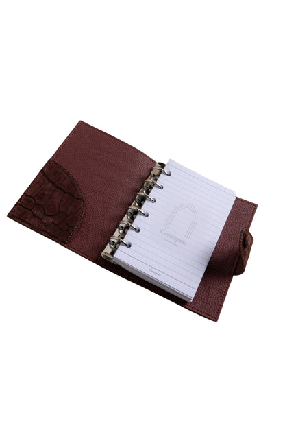 A7 Burgundy Suede Crocodile Notebook