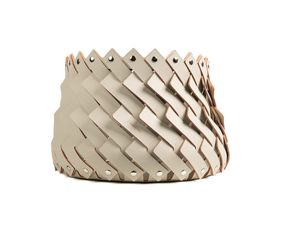 Large Cream Leather Basket