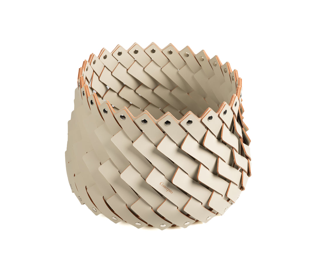 Large Cream Leather Basket