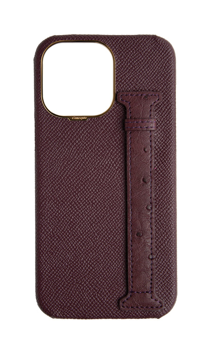 Maroon Exotic Ostrich Side Strap Case