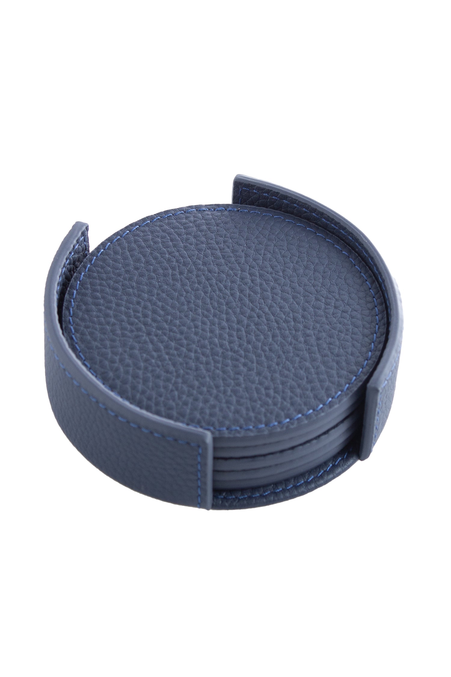 Navy / White Leather Coaster