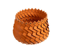 Large Orange Leather Basket