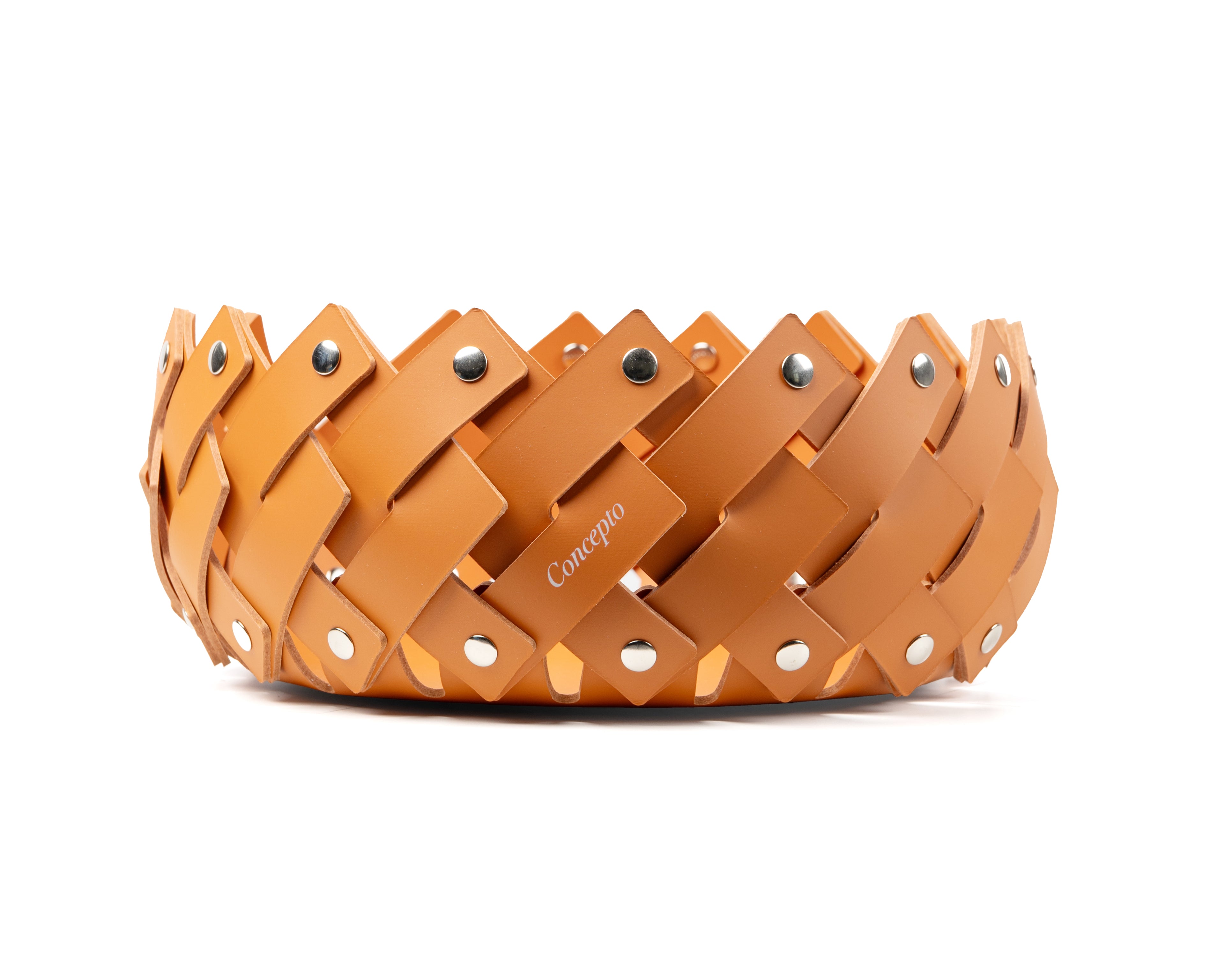 Small Orange Leather Basket