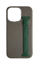 Grey / Green Exotic Ostrich Side Strap Case
