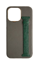 Grey / Green Exotic Ostrich Side Strap Case