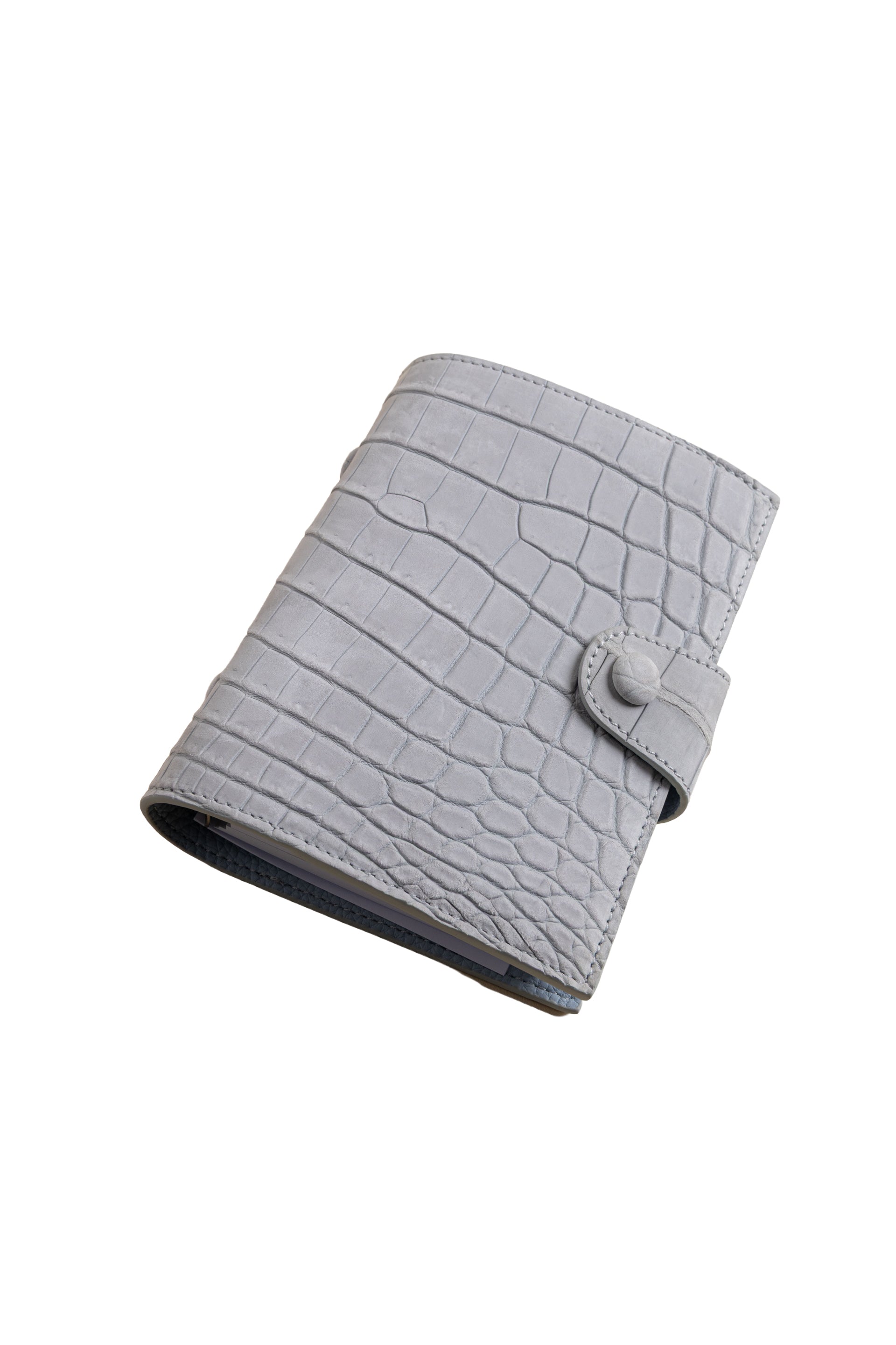 A7 Mist Grey Suede Crocodile Notebook