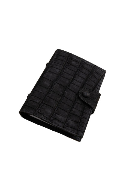A7 Black Suede Crocodile Notebook