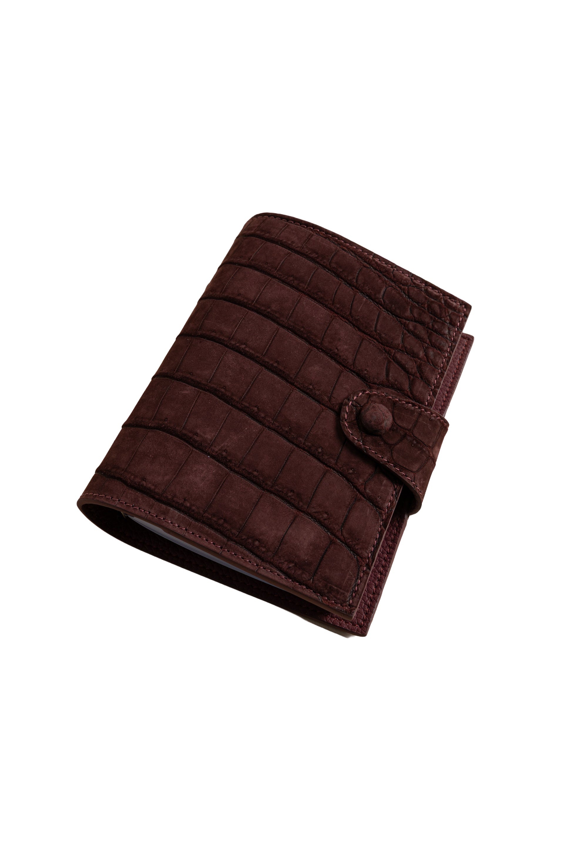 A7 Burgundy Suede Crocodile Notebook