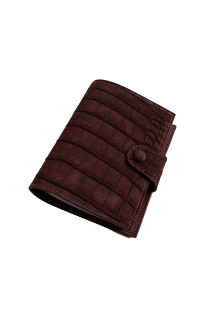 A7 Burgundy Suede Crocodile Notebook