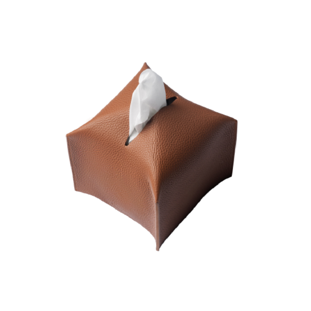 Tan Leather Tissue Box