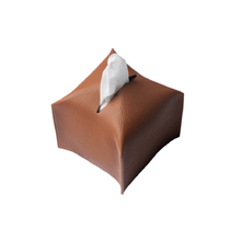 Camel Leather Tissue Box