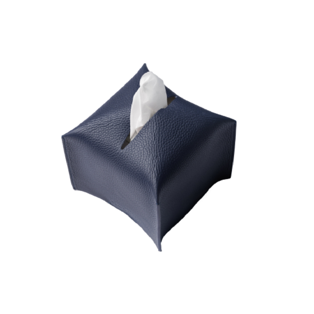 Navy Leather Tissue Box