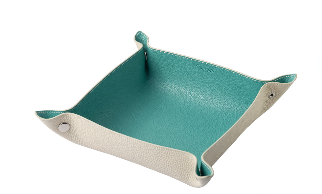 White / Baby Blue Leather Tray