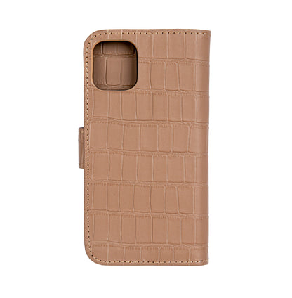 Matte Nude Embossed Flip Crocodile Case