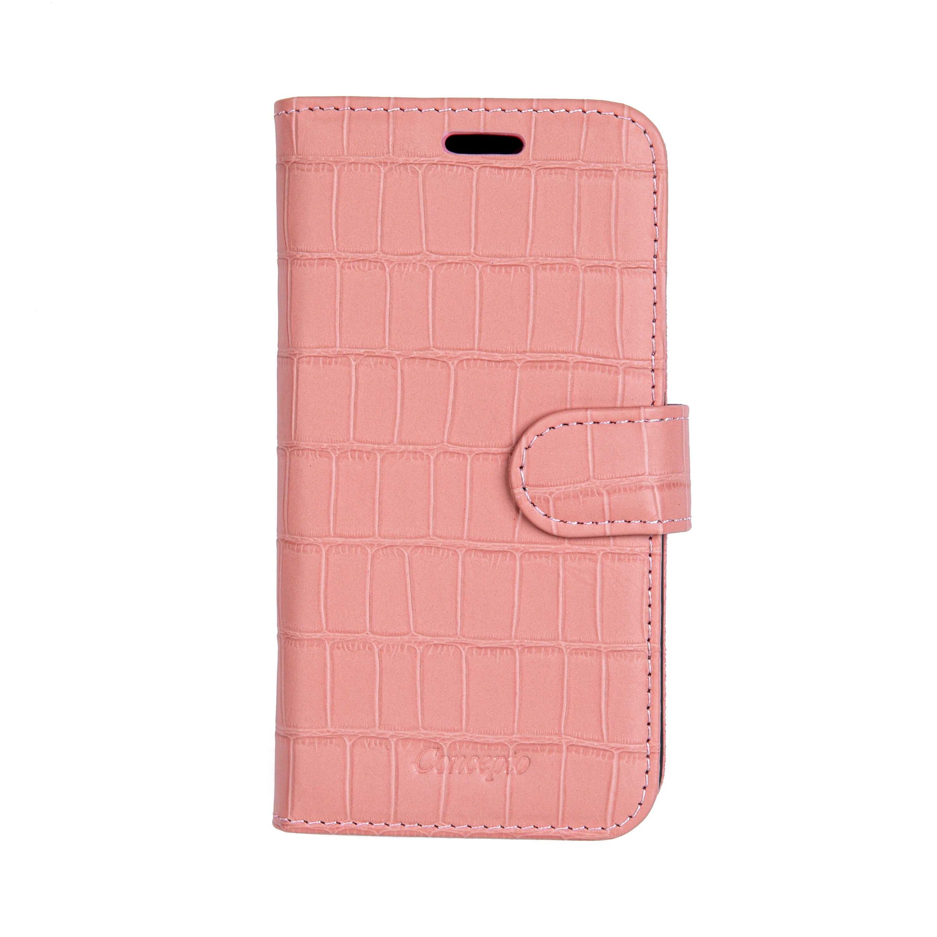 Matte Pink Embossed Flip Crocodile Case
