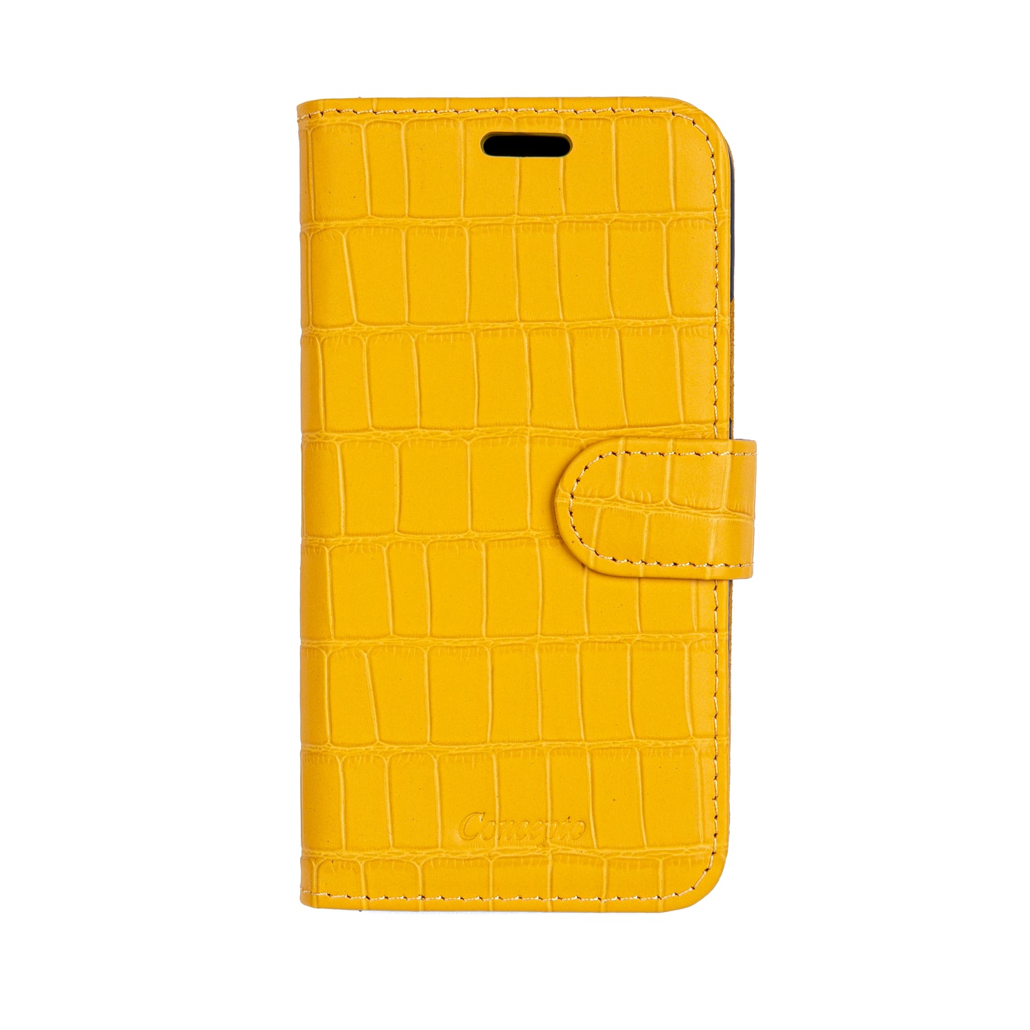 Matte Yellow Embossed Flip Crocodile Case
