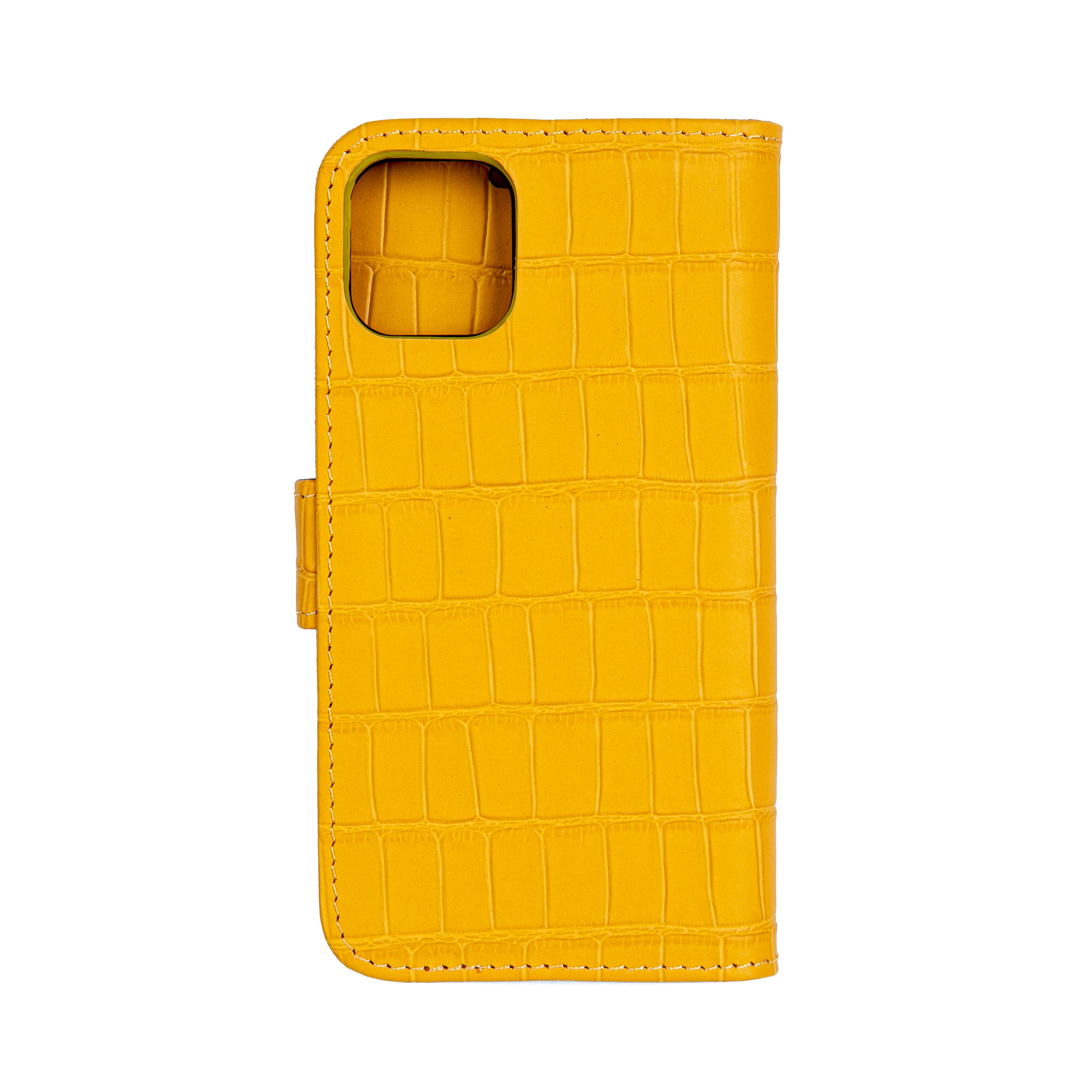 Matte Yellow Embossed Flip Crocodile Case