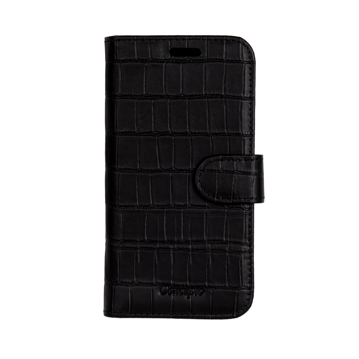 Matte Black Embossed Flip Crocodile Case