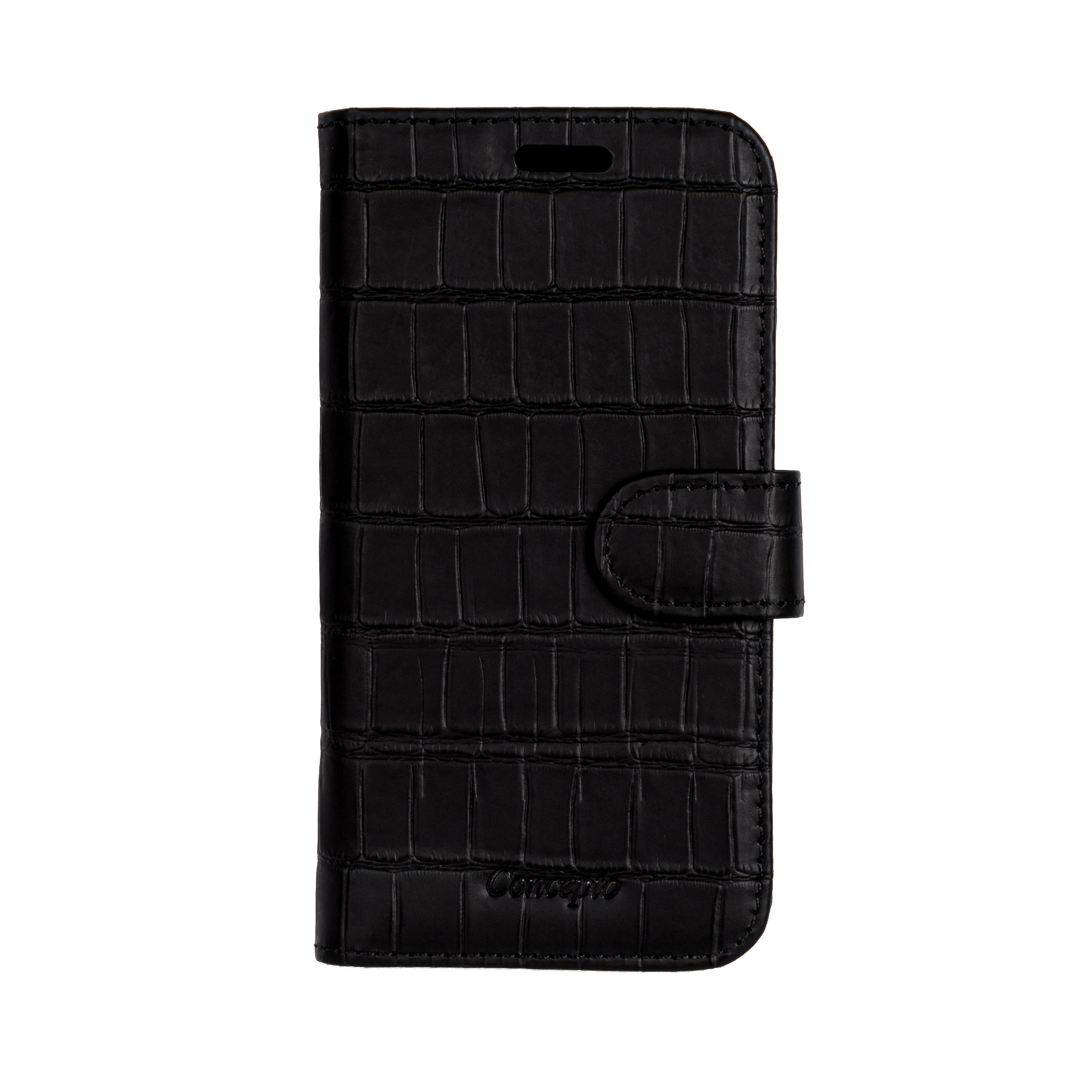 Matte Black Embossed Flip Crocodile Case
