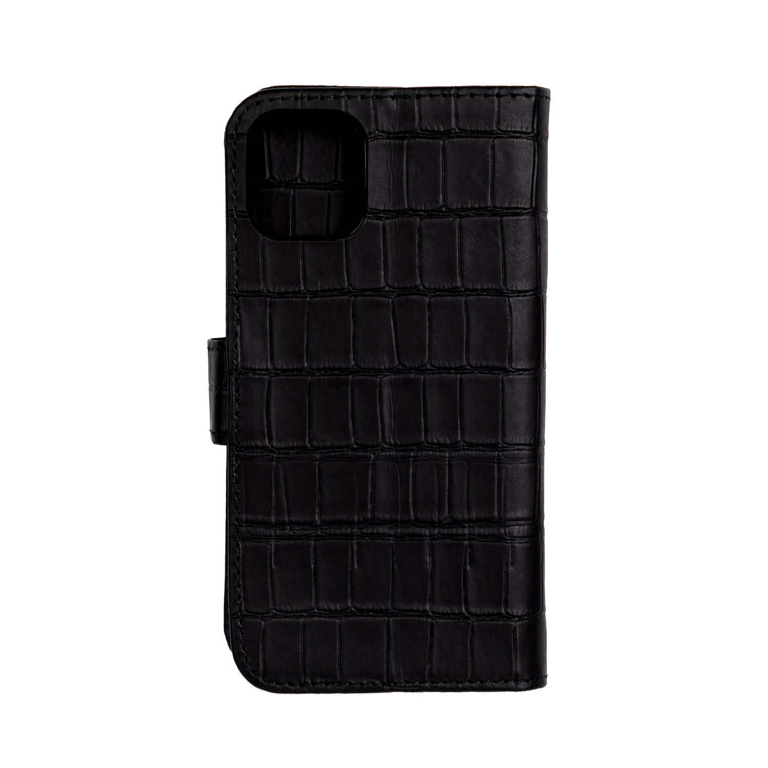 Matte Black Embossed Flip Crocodile Case