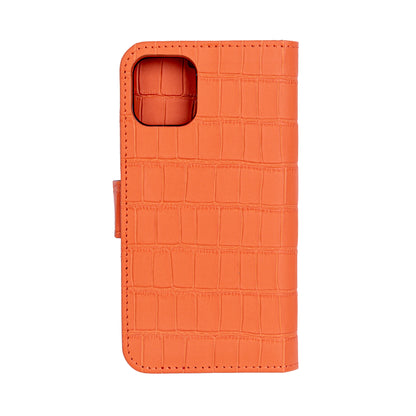Matte Orange Embossed Flip Crocodile Case