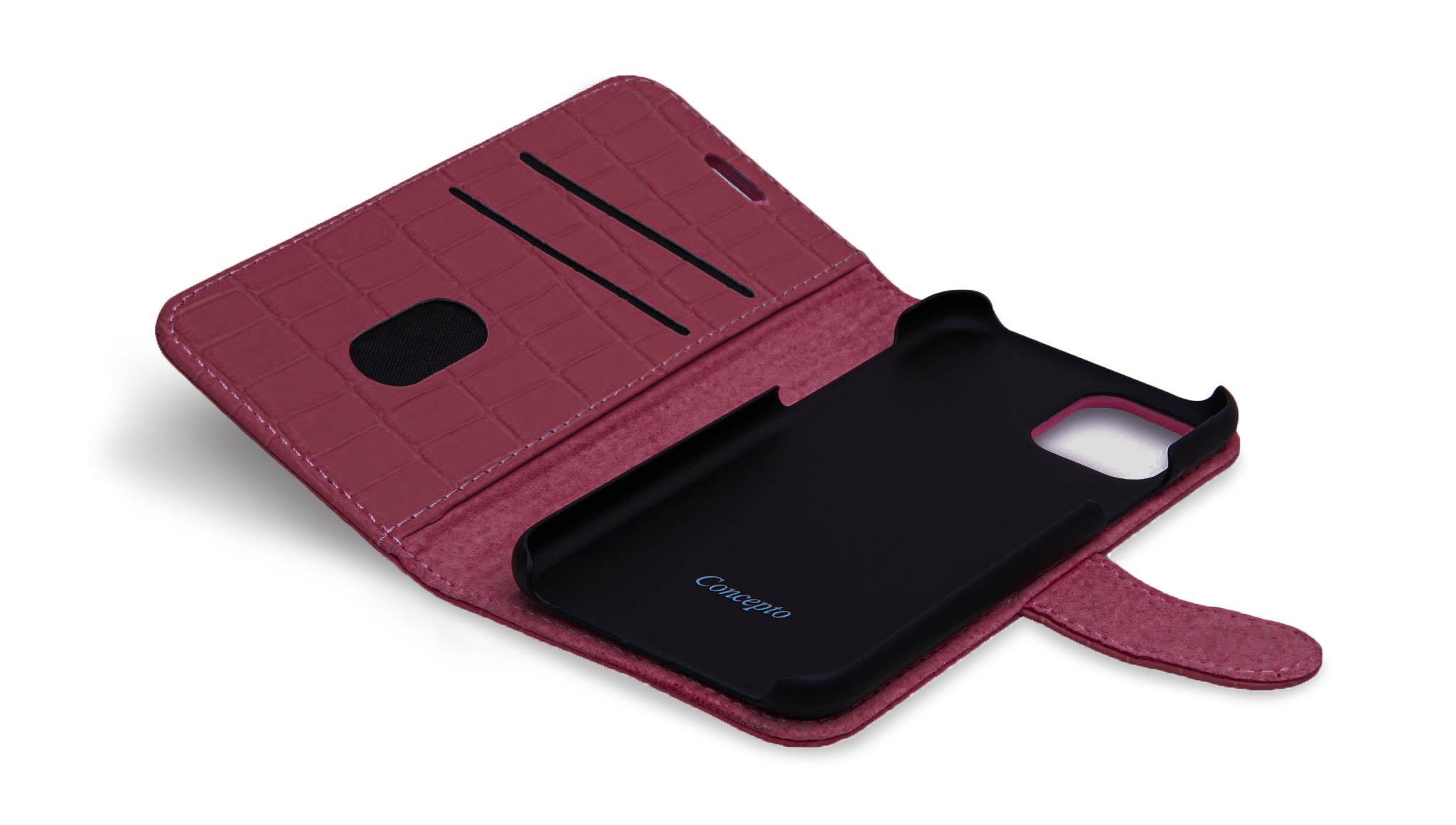 Matte Maroon Embossed Flip Crocodile Case