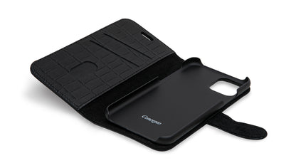 Matte Black Embossed Flip Crocodile Case