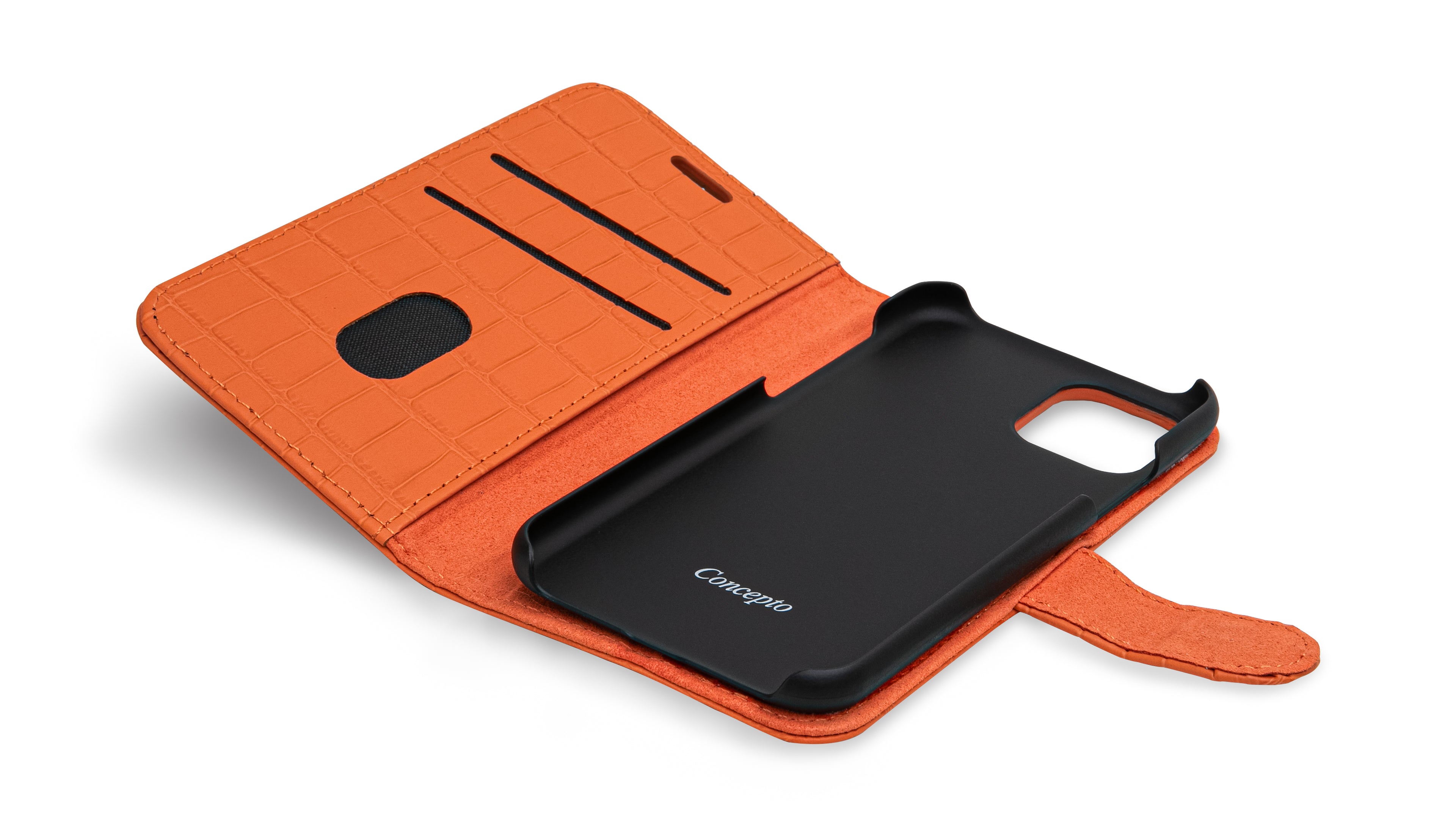 Matte Orange Embossed Flip Crocodile Case