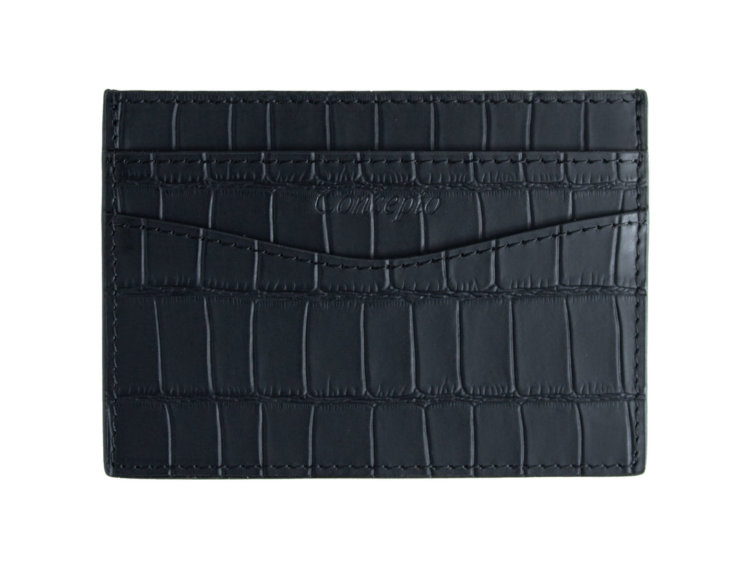 Embossed Black Crocodile Cardholder