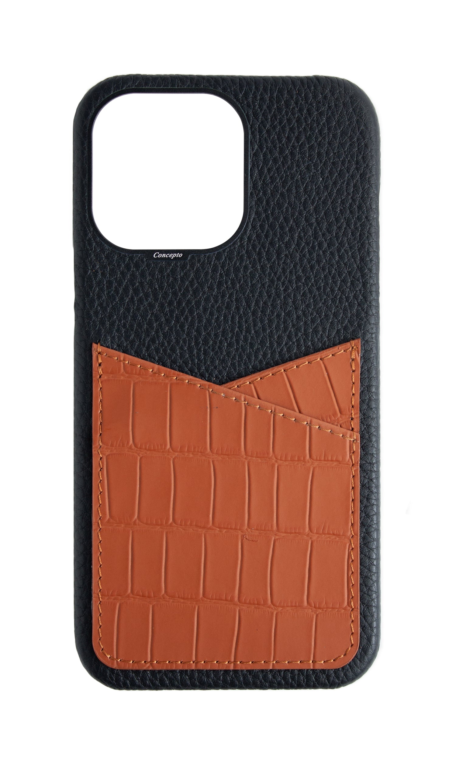 Matte Camel Brown Embossed Pocket Crocodile Case