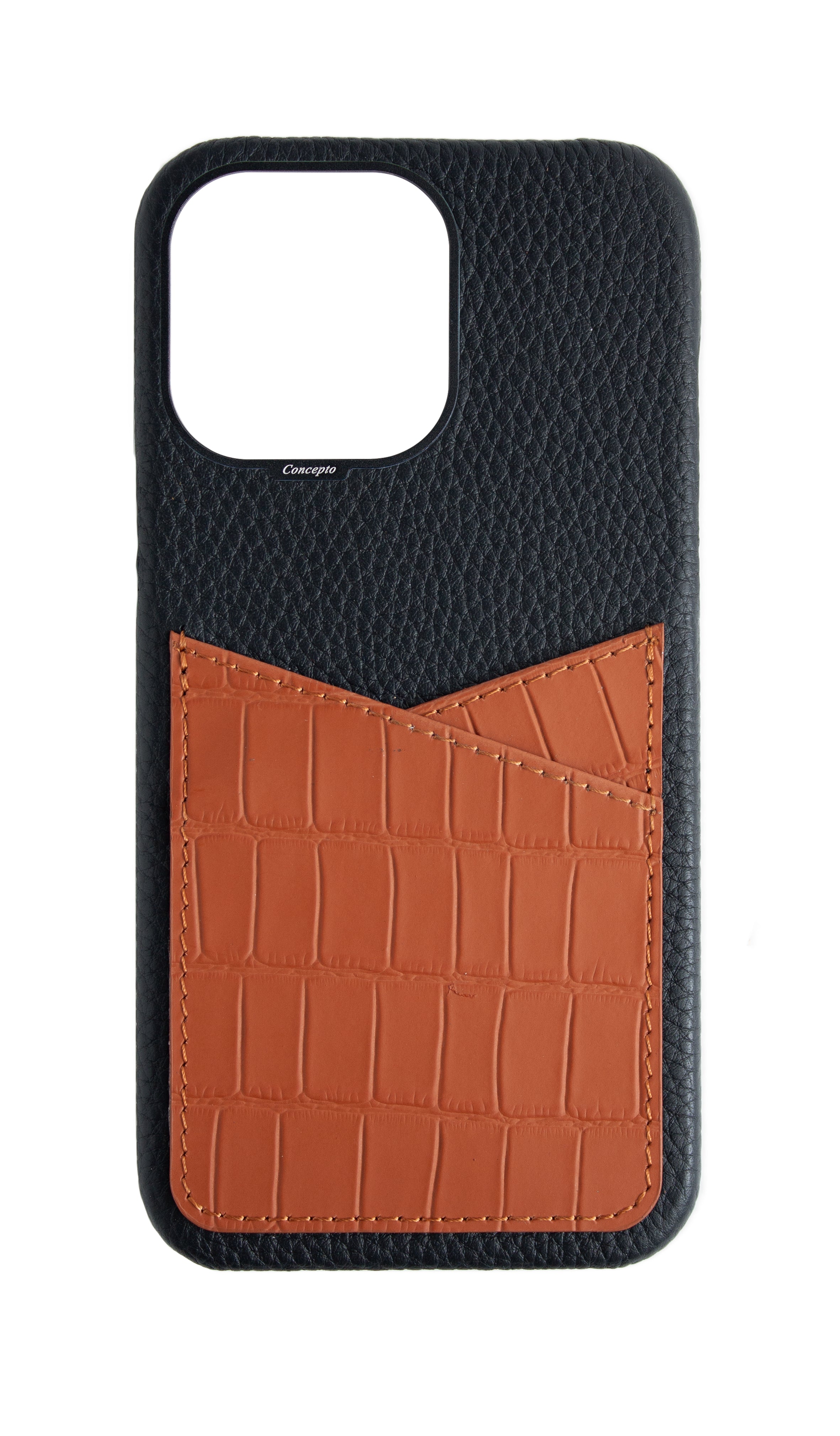 Matte Camel Brown Embossed Pocket Crocodile Case