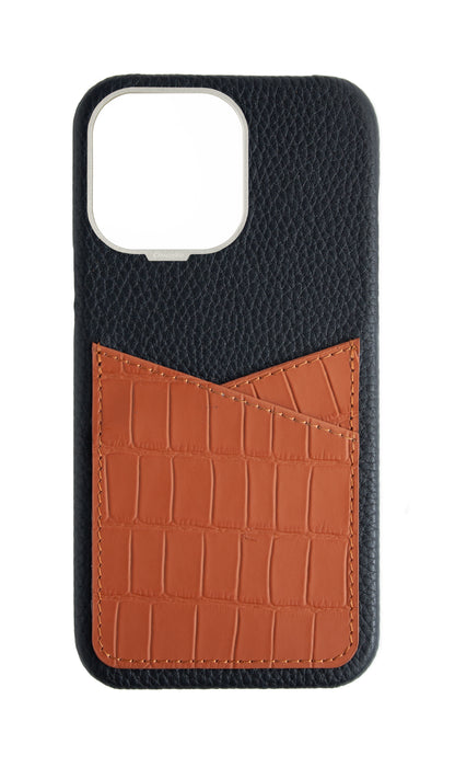 Matte Camel Brown Embossed Pocket Crocodile Case