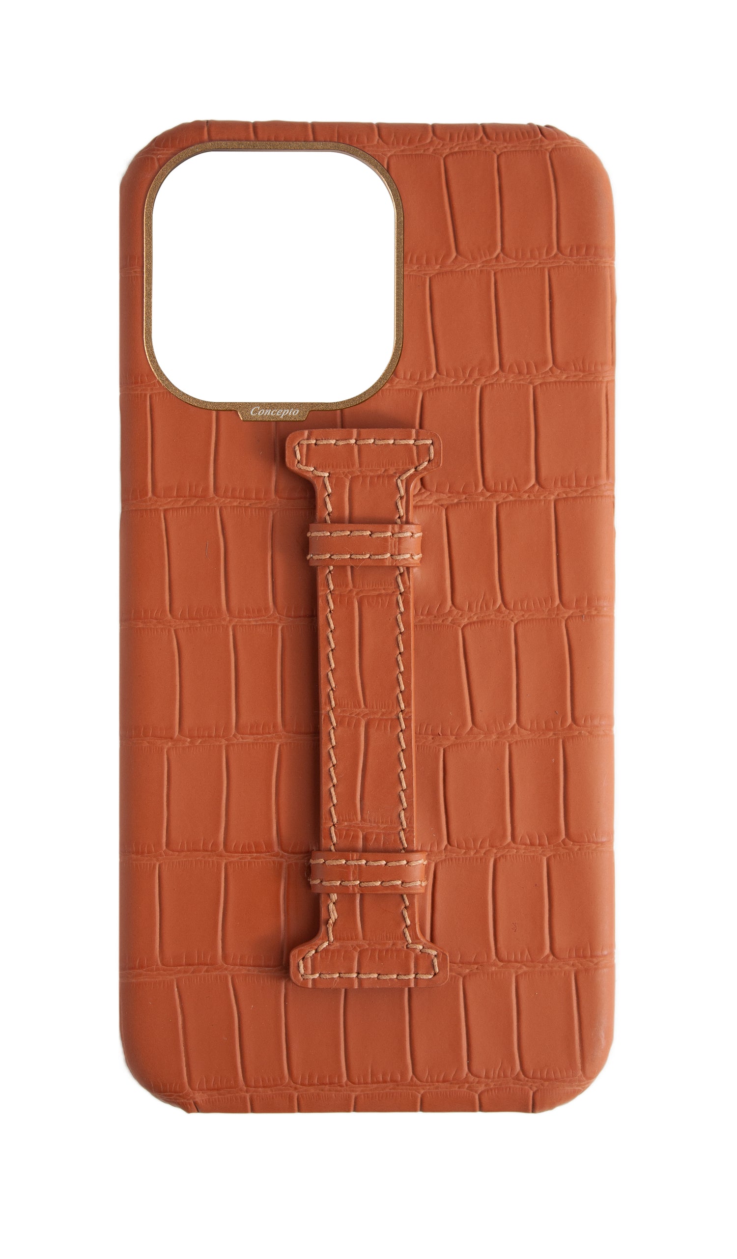 Matte Camel Brown Embossed Crocodile Case