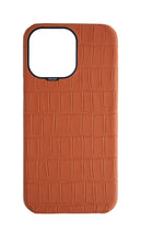 Matte Camel Brown Strapless Embossed Crocodile Case