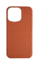 Matte Camel Brown Strapless Embossed Crocodile Case