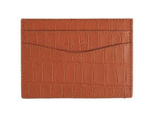 Embossed Camel Brown Crocodile Cardholder