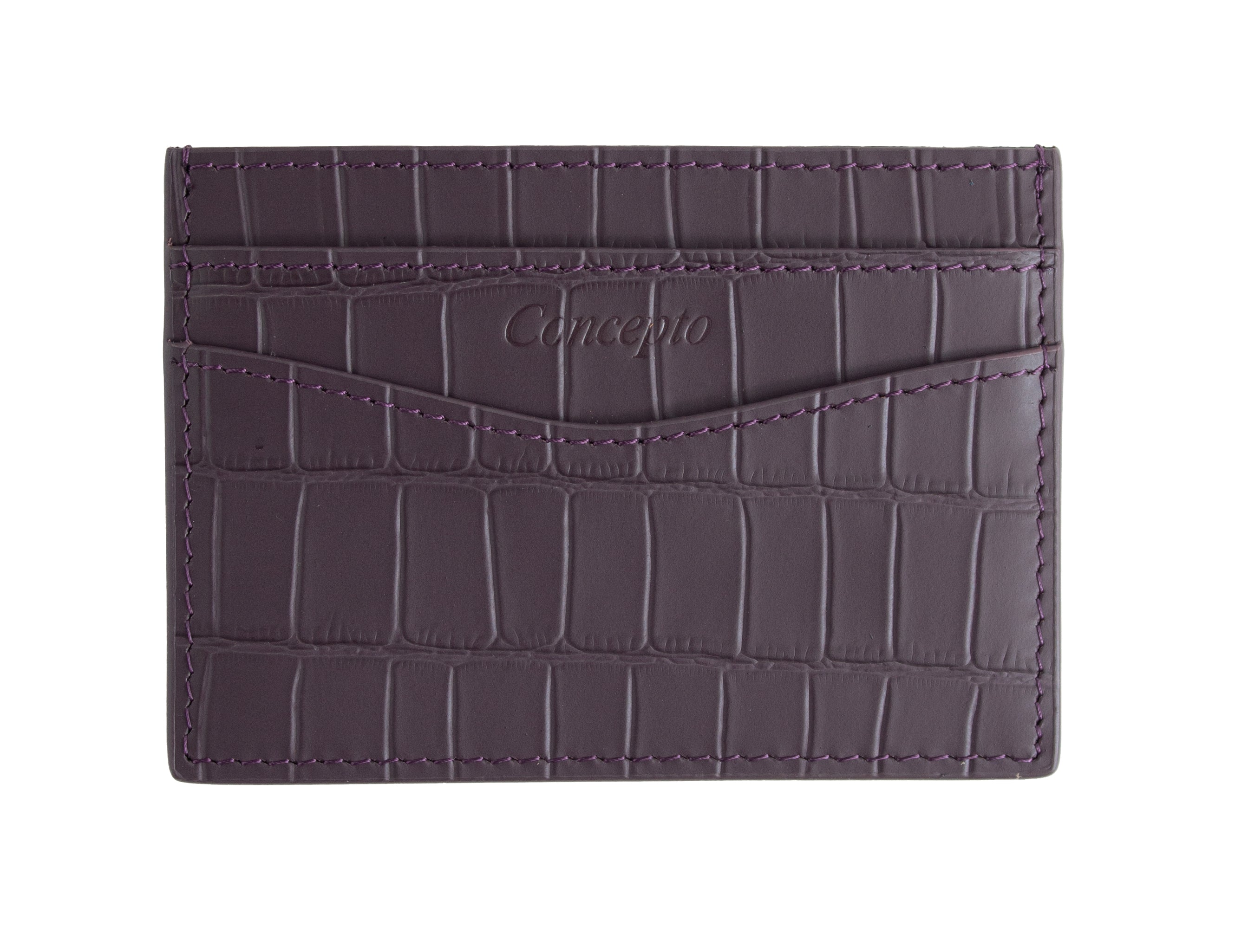 Embossed Deep Purple Crocodile Cardholder