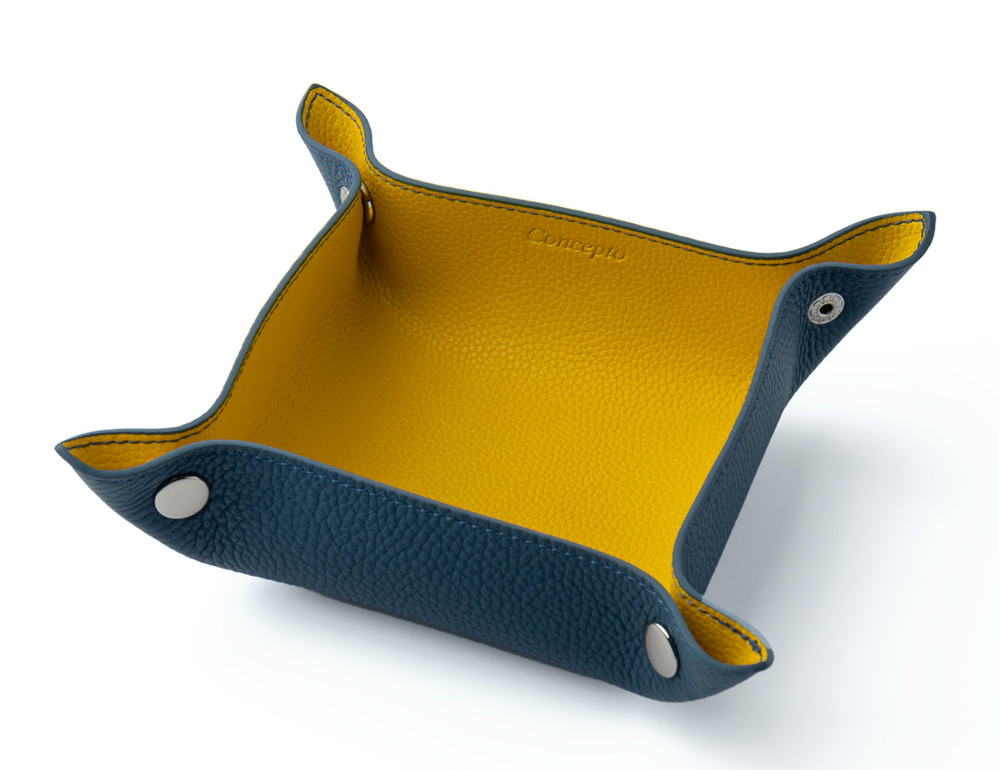 Blue / Yellow Leather Tray