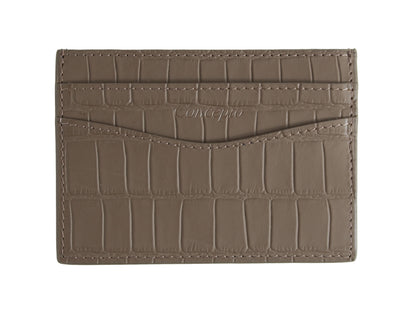 Embossed Dark Taupe Crocodile Cardholder