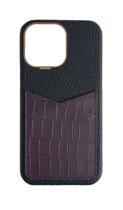 Matte Deep Purple Embossed Pocket Crocodile Case