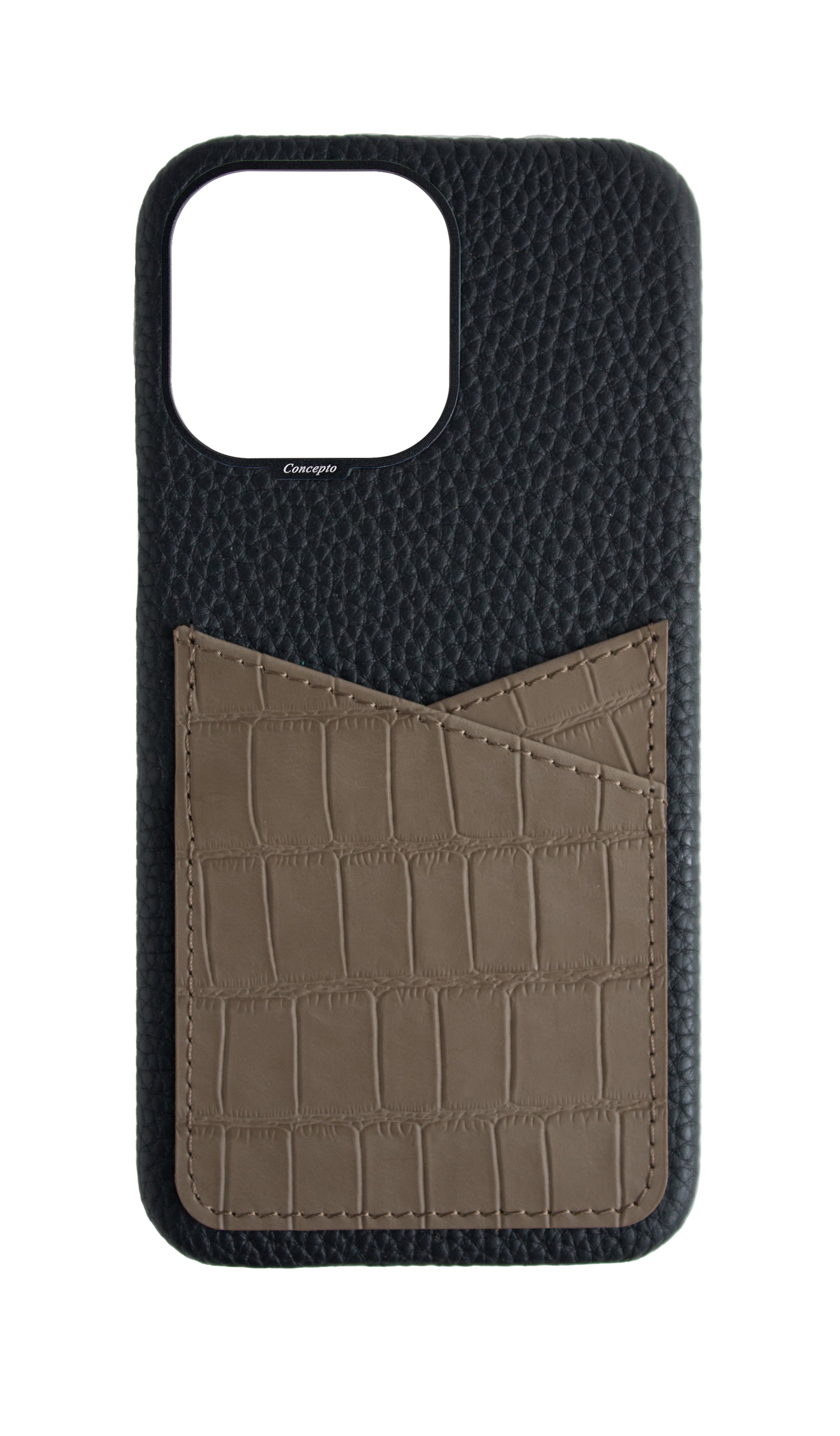 Matte Dark Taupe Embossed Pocket Crocodile Case