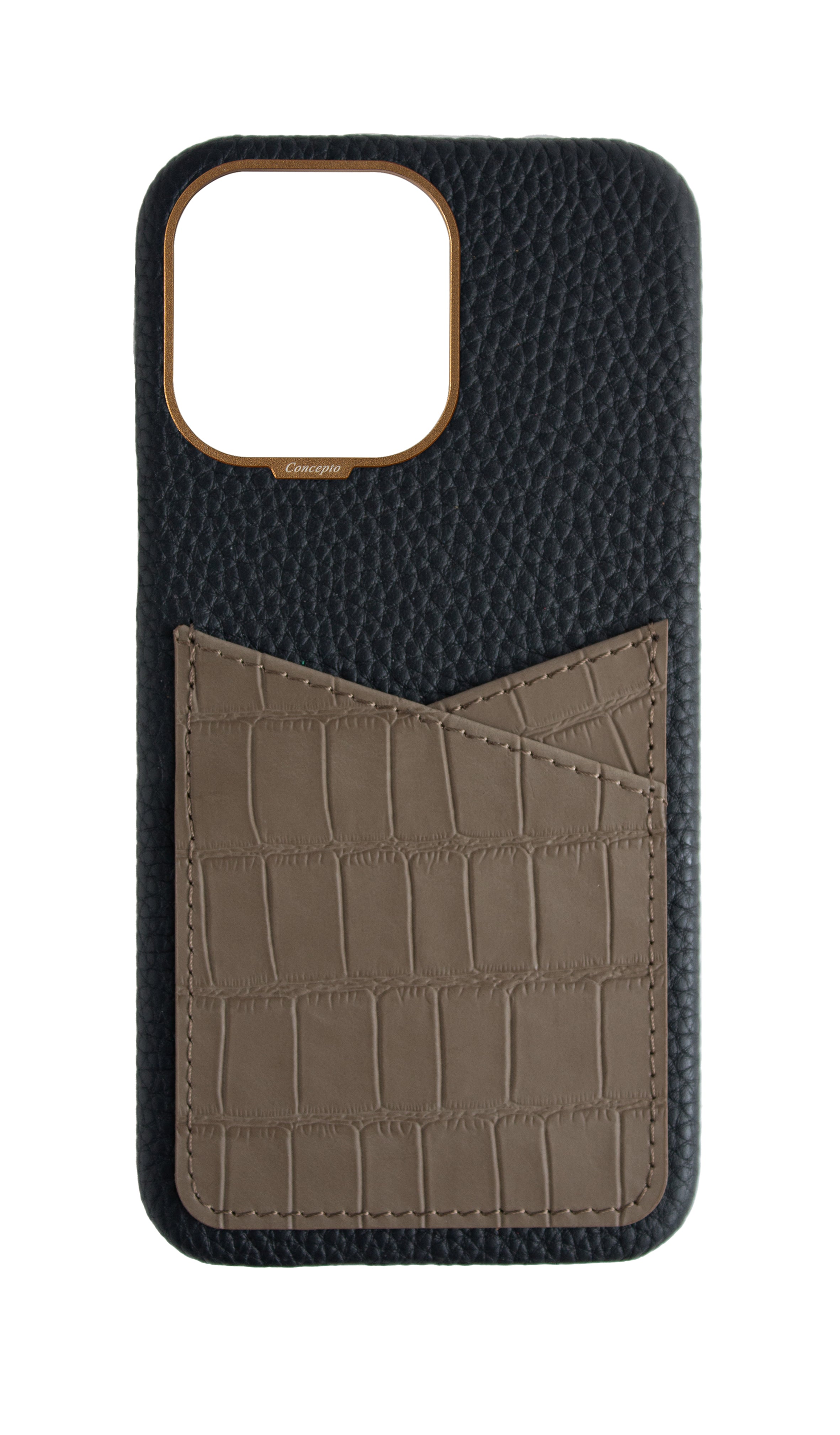 Matte Dark Taupe Embossed Pocket Crocodile Case