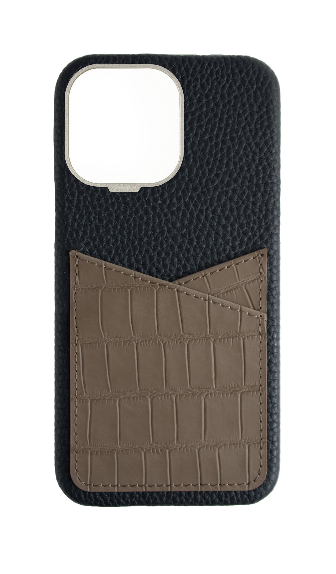 Matte Dark Taupe Embossed Pocket Crocodile Case